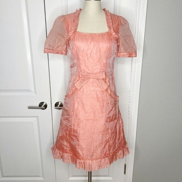 VTG Vintage  Betsy Johnson Pink Taffeta Dress Size 6 Small - Picture 1 of 12